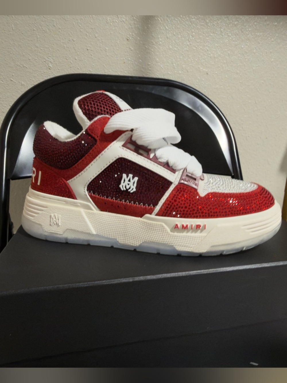 AMIRI Kids Red and White Sequin Low-Top Sneaker